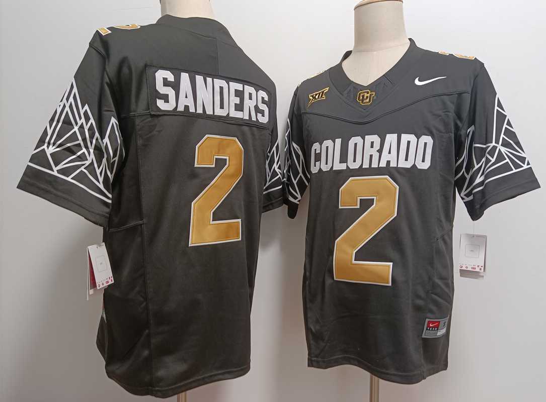 Mens Colorado Buffaloes #2 Shedeur Sanders Black Gold With XII Patch FUSE Vapor Stitched Jersey